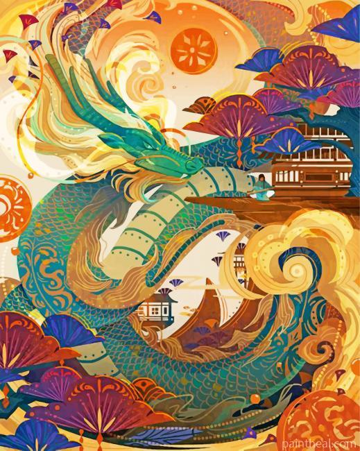 Green Chinese Dragon Painting By Numbers Kits