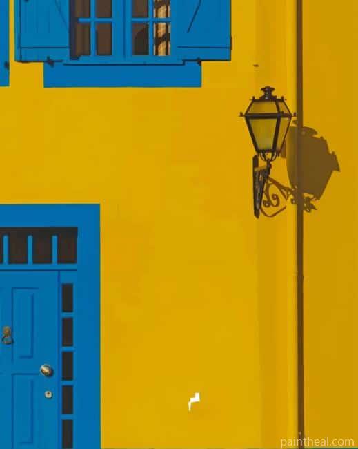 Blue And Yellow House Painting By Numbers Kits