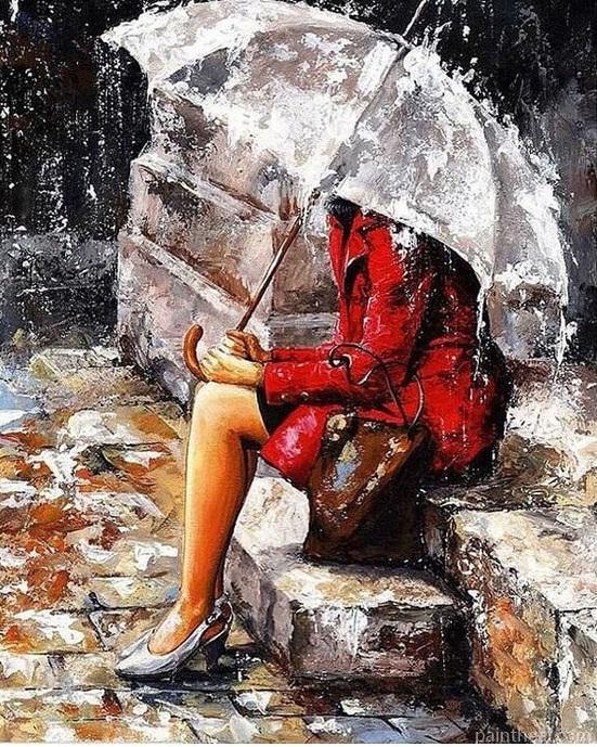 Woman In The Rain Painting By Numbers Kits