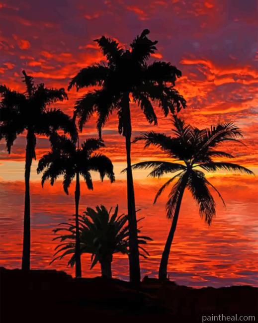 Palms Silhouette Painting By Numbers Kits