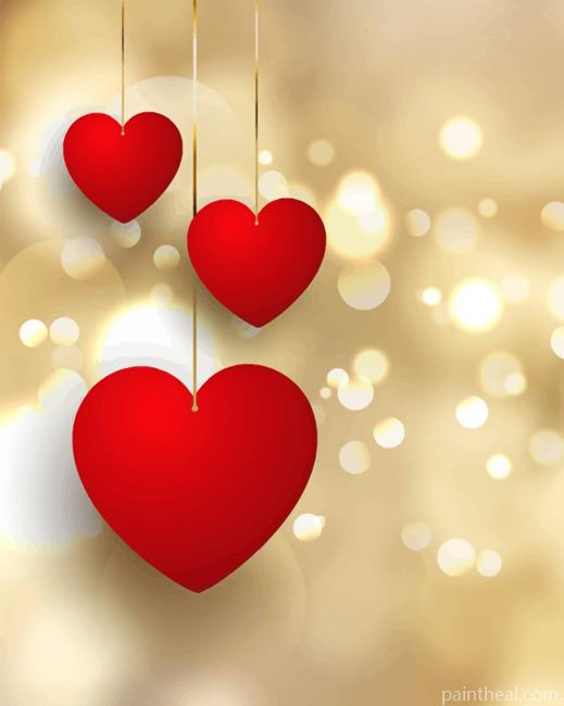 Valentines Hanging Hearts Painting By Numbers Kits