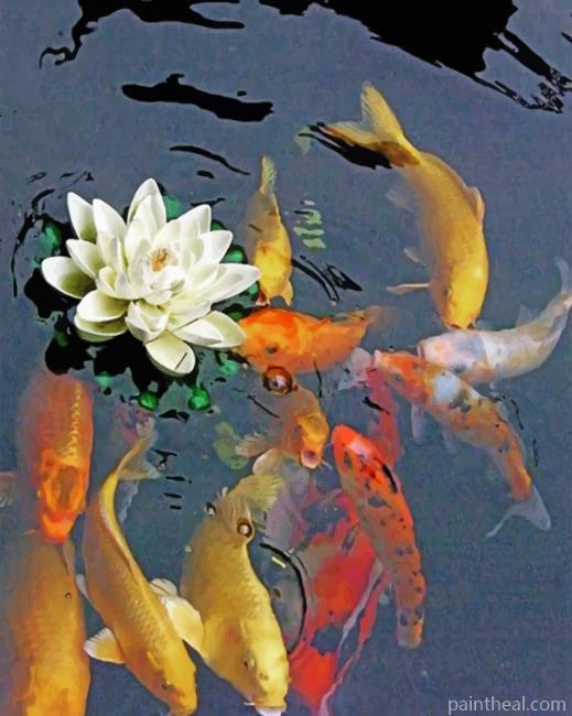 Koi Fishes Pond Painting By Numbers Kits
