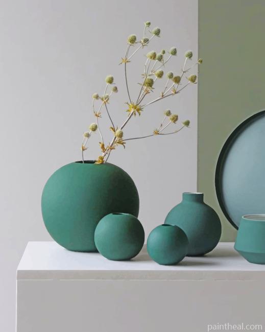 Aesthetic Green Vases Painting By Numbers Kits