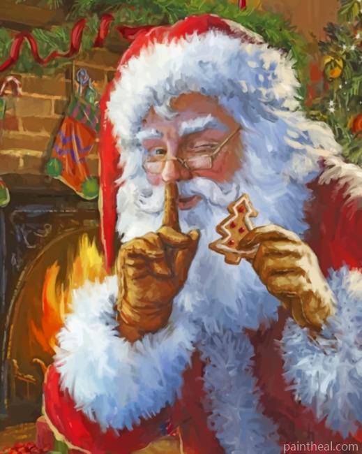 Santa Claus Holding Biscuit Tree- 5D Diamond Painting Painting By Numbers Kits