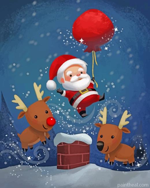 Santa Claus Holding Balloon Painting By Numbers Kits