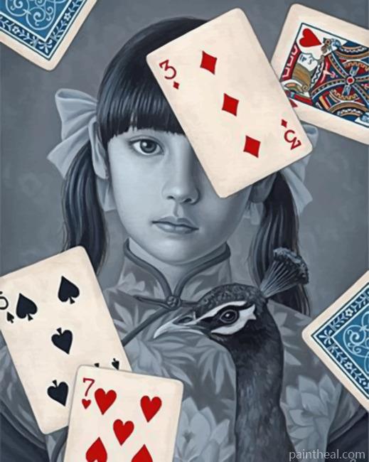Monochrome Cards Girl Painting By Numbers Kits