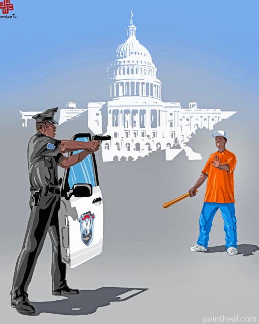 Black Police Man Painting By Numbers Kits