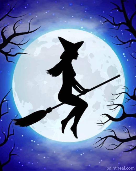 Witch Silhouette Painting By Numbers Kits