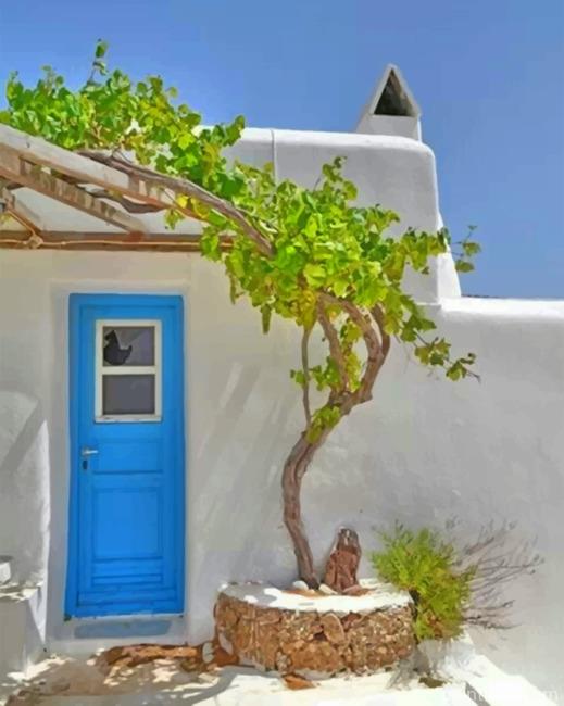 Aesthetic Sunny Blue Door Painting By Numbers Kits