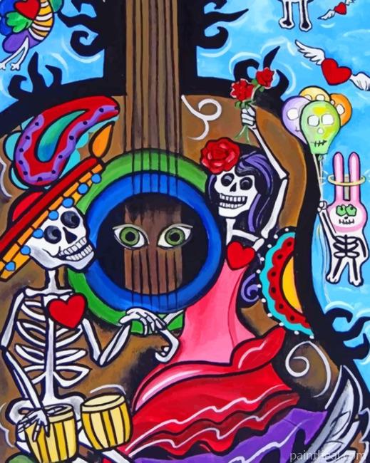 Aesthetic Mexican Guitar Painting By Numbers Kits