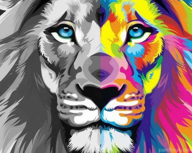 Colorful Lion Painting By Numbers Kits