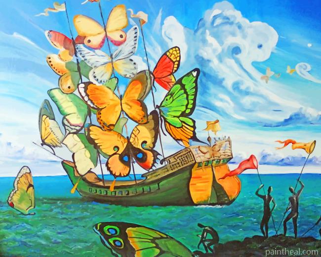 Ship With Butterfly Sails Painting By Numbers Kits