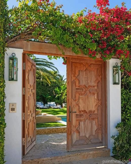 Aesthetic Garden Door Painting By Numbers Kits