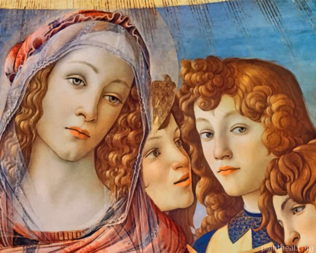 Mary With The Child And Six Angels Painting By Numbers Kits