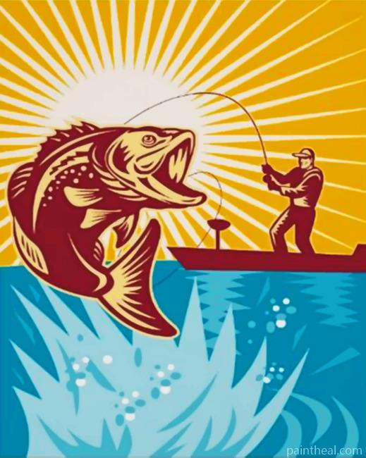 Fly Fishing Illustration Painting By Numbers Kits