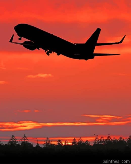 Plane Silhouette Sunset Painting By Numbers Kits