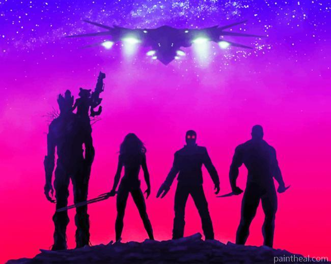 Guardians Of The Galaxy Silhouette Painting By Numbers Kits