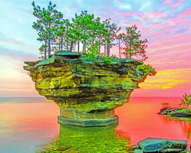 Turnip Rock Michigan Sunset Painting By Numbers Kits