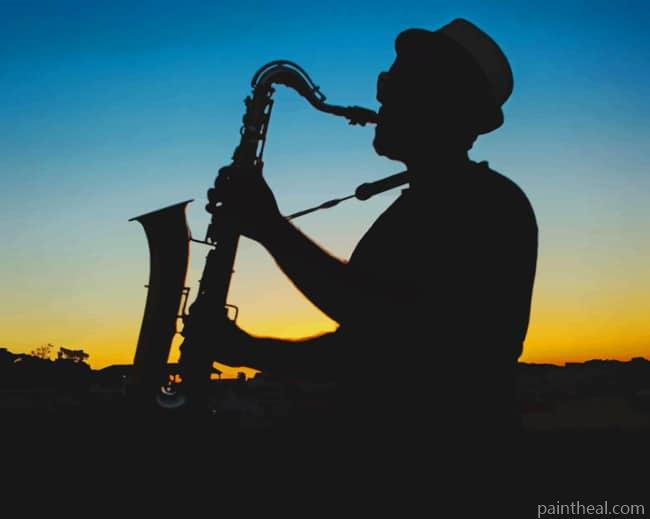 Saxophone Silhouette Painting By Numbers Kits