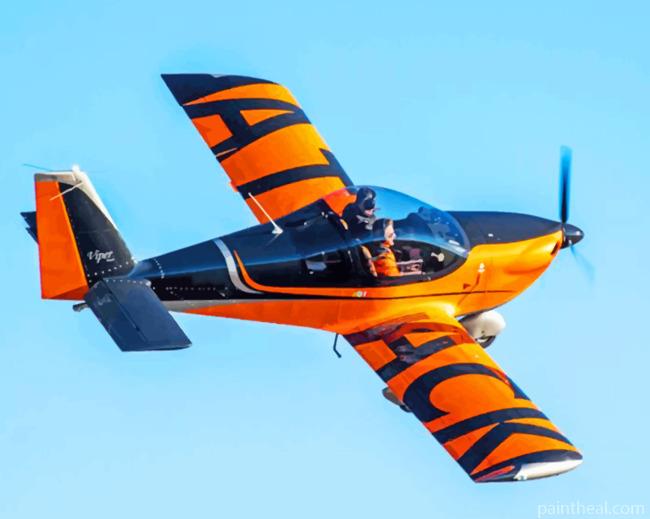 Black And Orange Airplane Painting By Numbers Kits
