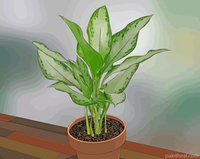 Green Plant Painting By Numbers Kits
