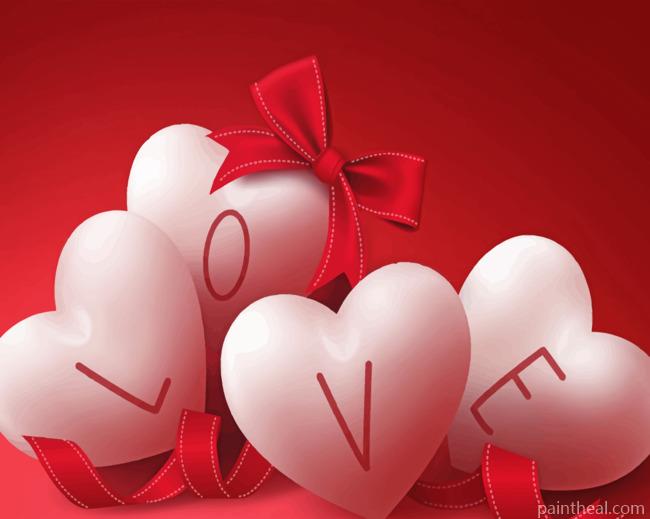 Love Hearts Valentine Painting By Numbers Kits
