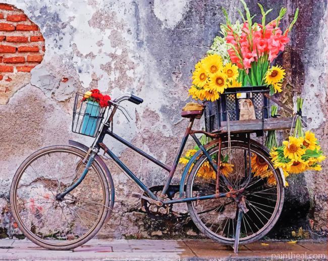 Bicycle With Flowers Painting By Numbers Kits