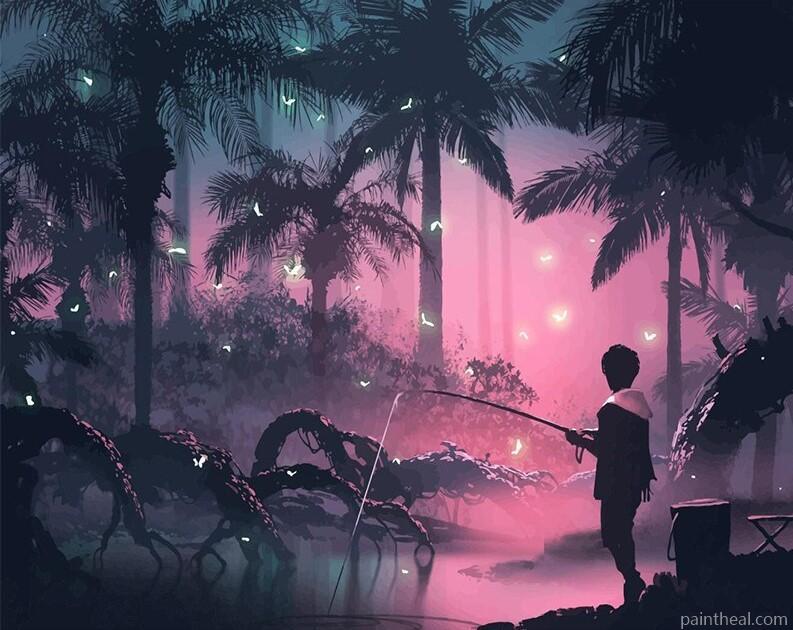 Dark Tropical Forest Painting By Numbers Kits
