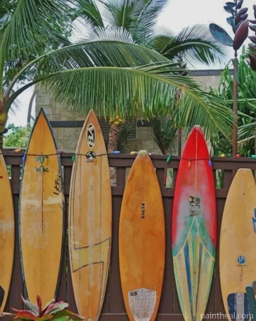Hawaii Surfboard Painting By Numbers Kits