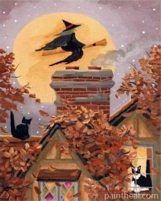 Vintage Halloween Witch – 5D Diamond Painting Painting By Numbers Kits