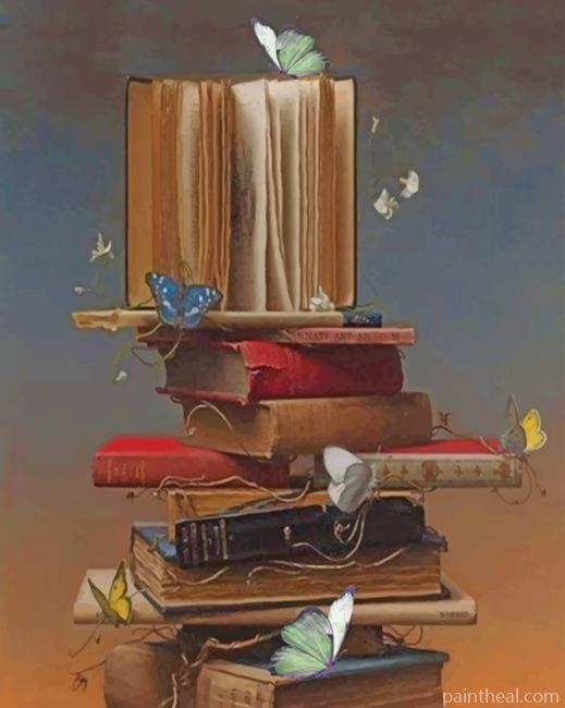 Vintage Books And Butterflies Painting By Numbers Kits