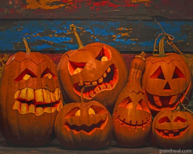 Scary Halloween Pumpkins Painting By Numbers Kits