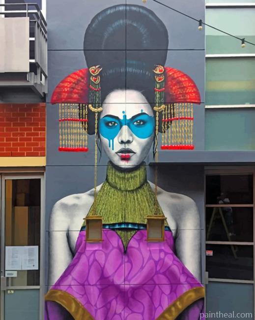 Asian Woman Banksy Painting By Numbers Kits