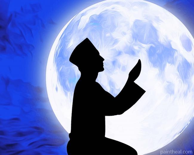 Muslim Man Praying Silhouette Painting By Numbers Kits