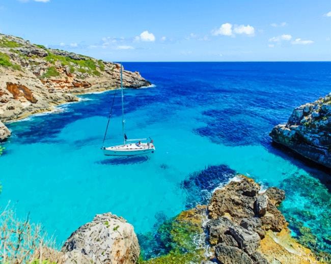 Yacht In Mediterranean Sea Painting By Numbers Kits