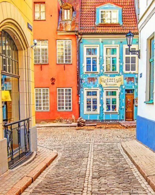 Old Town Of Riga Latvia – 5D Diamond Painting Painting By Numbers Kits
