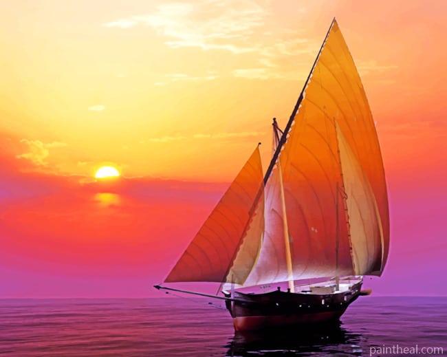 Sunset Boat Painting By Numbers Kits