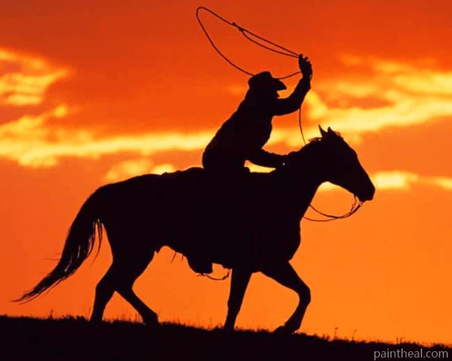 Running Silhouette Cowboy Painting By Numbers Kits