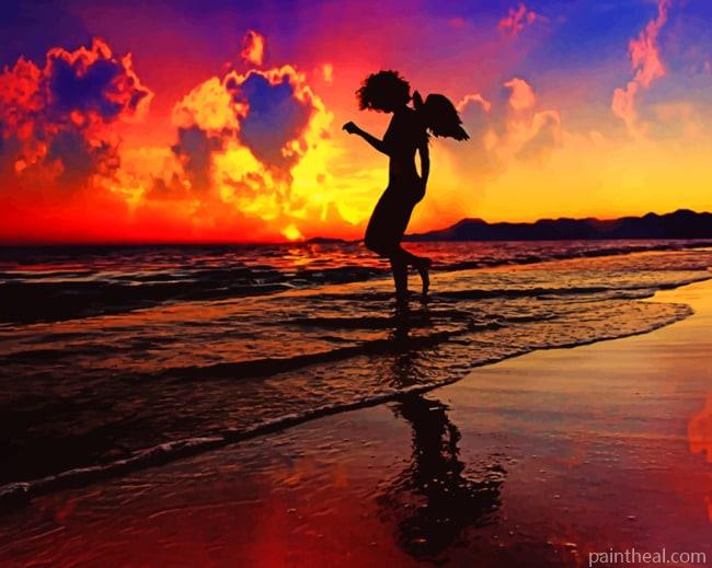 Angel’s Silhouette At The Beach Painting By Numbers Kits
