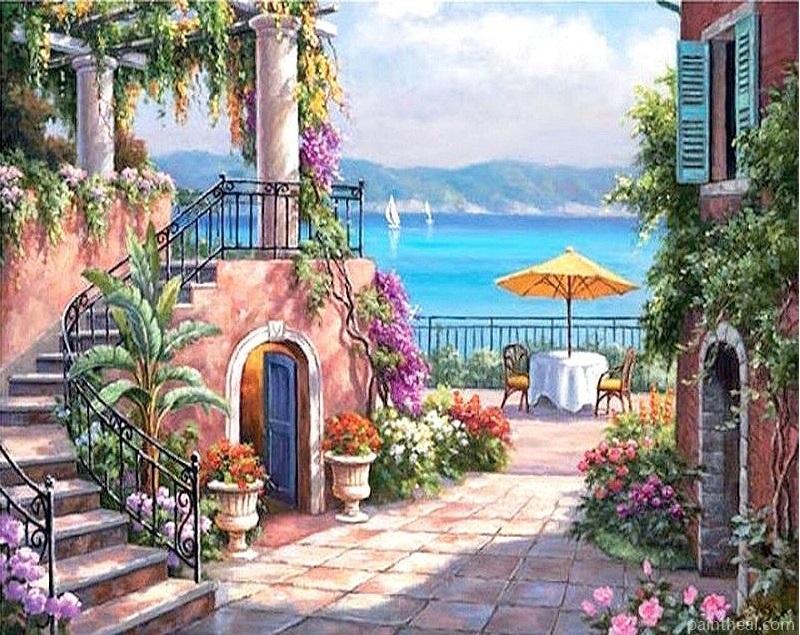 Mediterranean Seaside Painting By Numbers Kits