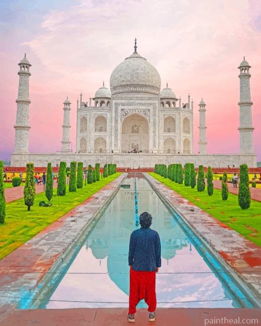 Taj Mahal During Sunset Painting By Numbers Kits