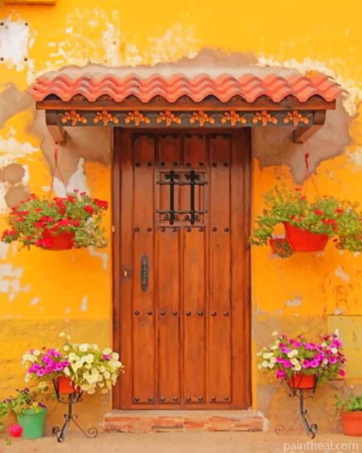 Aesthetic Brown Wooden Door Painting By Numbers Kits