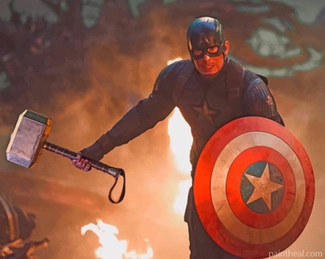 Captain America Carrying A Hammer Painting By Numbers Kits