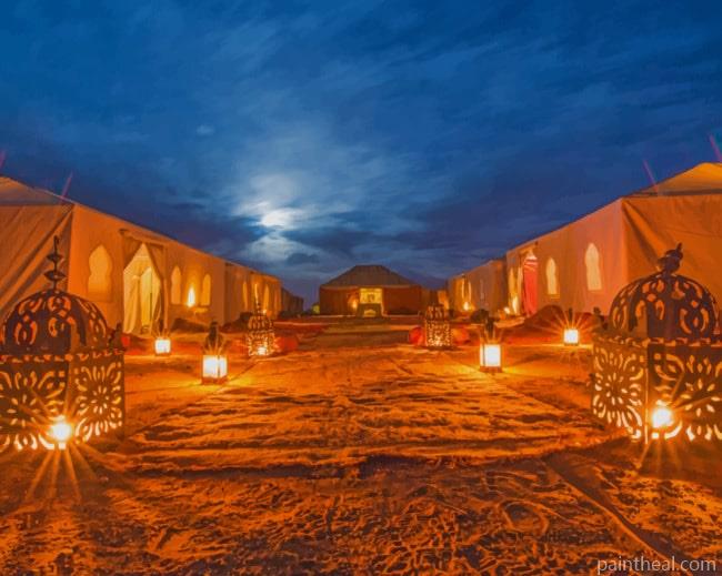 Night Lights In A Saharan Camp Painting By Numbers Kits