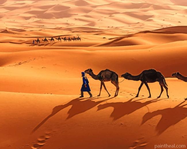 Camel Caravan In The Sahara Painting By Numbers Kits