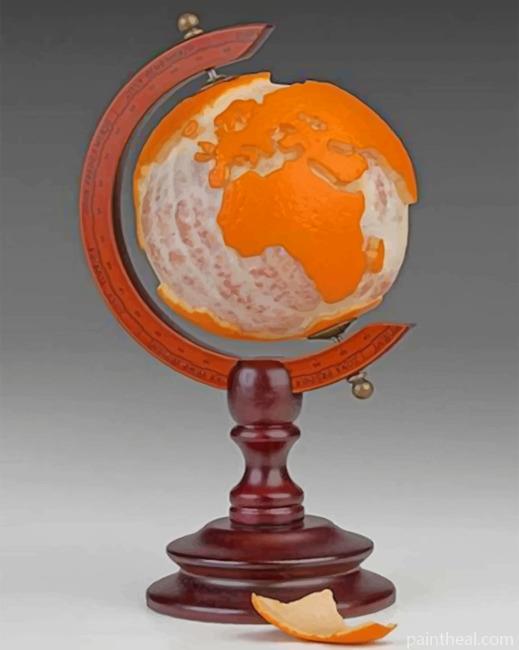 Orange World Map Painting By Numbers Kits