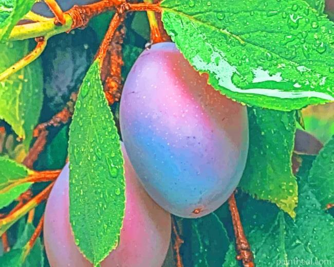 Plum Fruit Leaves Painting By Numbers Kits