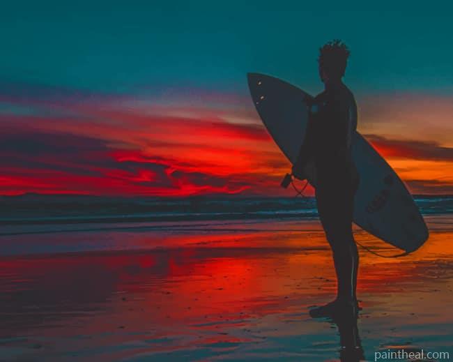 Surfer At Sunset Painting By Numbers Kits