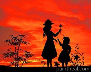 Mother Daughter Silhouette Painting By Numbers Kits