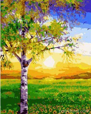 Sunset Spring Tree – 5D Diamond Painting Painting By Numbers Kits